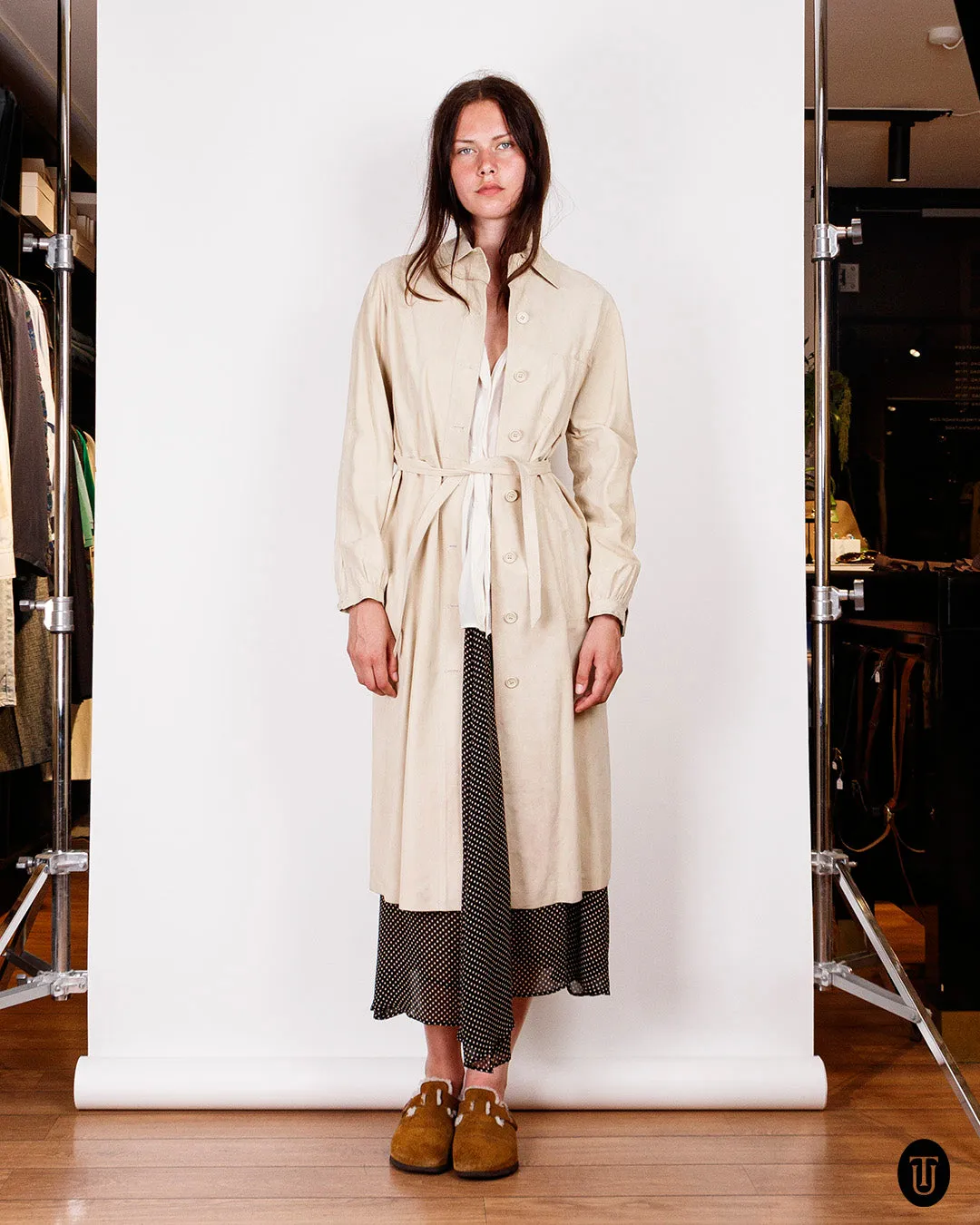 1970s Luxurious Tan Long Suede Coat S