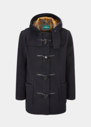 Alcombey Check Back Duffle Coat In Navy