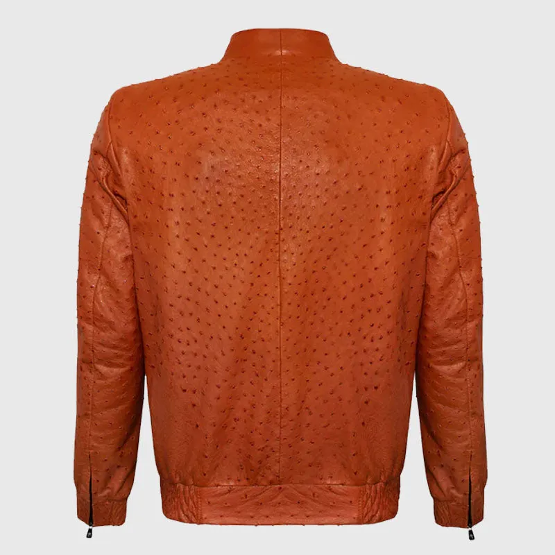 Best Fashion Genuine Premium Ostrich Leather Zip Up Biker Jacket