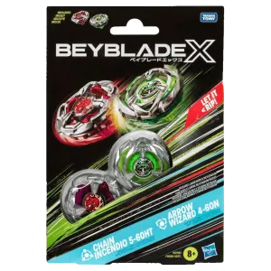 Beyblade X - Dual Pack Set - Chain Incendio 5-60HT and Arrow Wizard 4-60N