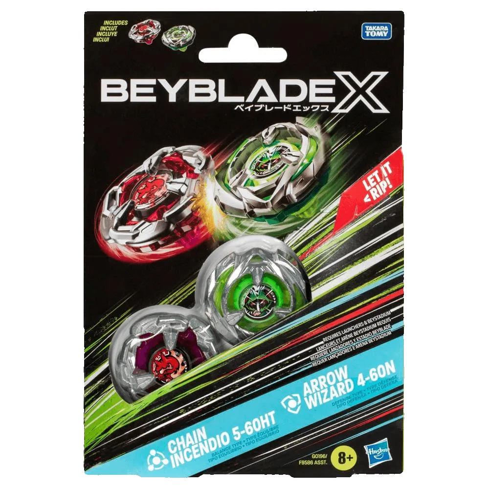 Beyblade X - Dual Pack Set - Chain Incendio 5-60HT and Arrow Wizard 4-60N