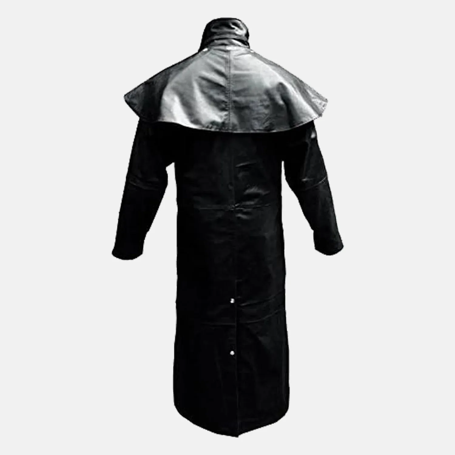 Black Leather Mens Duster Coat