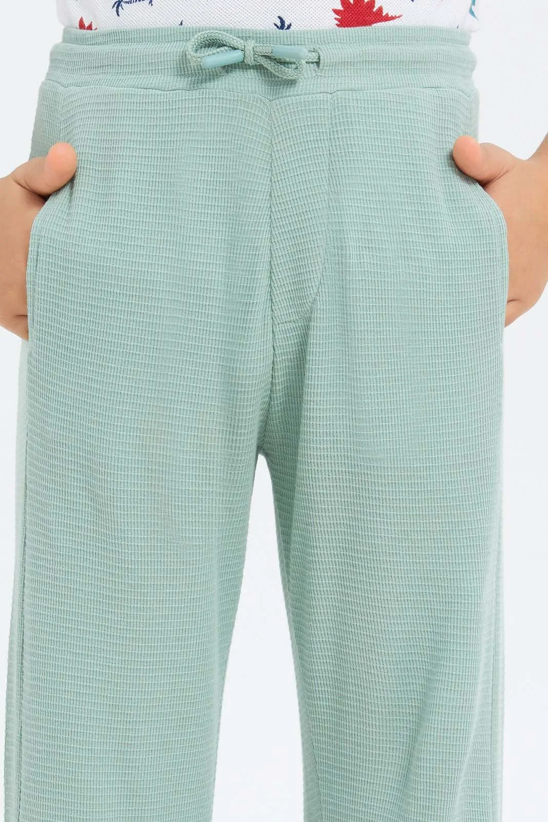 Boys Mint Waffle Jog Pants