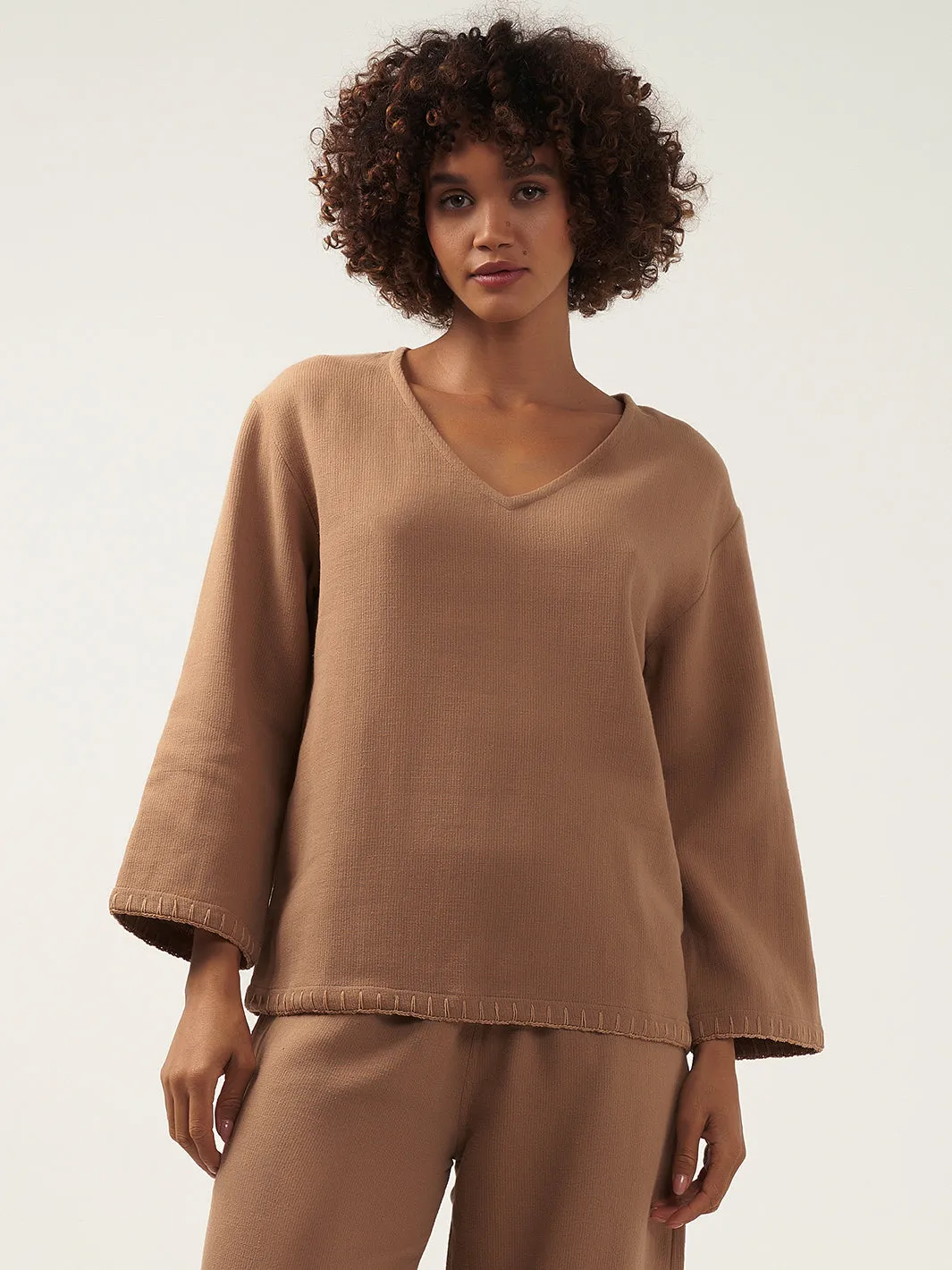 Cari Ramie Top Desert Sand