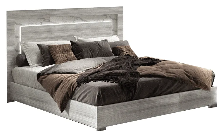 Carrara Bed Grey W/Light Queen