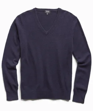 Cashmere V-neck Sweater in Navy