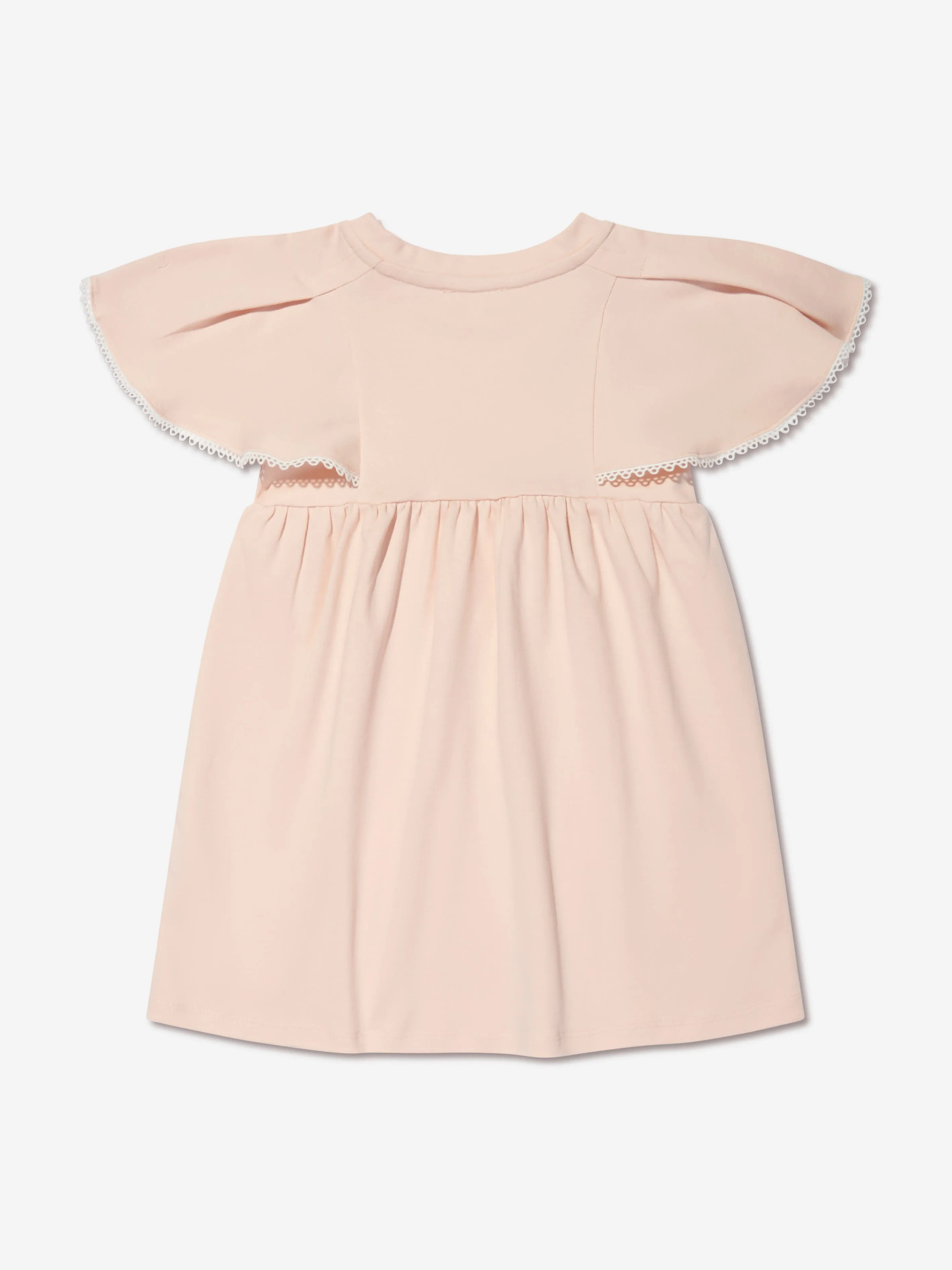 Chloé Girls Organic Cotton Flutter Sleeve Dress in Pink