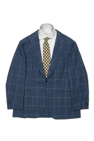 Dalcuore Blue Windowpane Wool Sport Coat