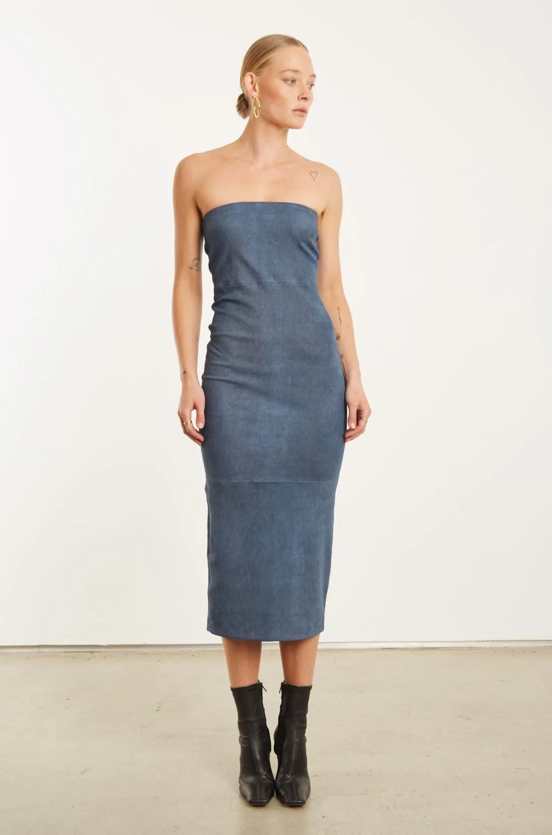 Denim Suede Tube Dress