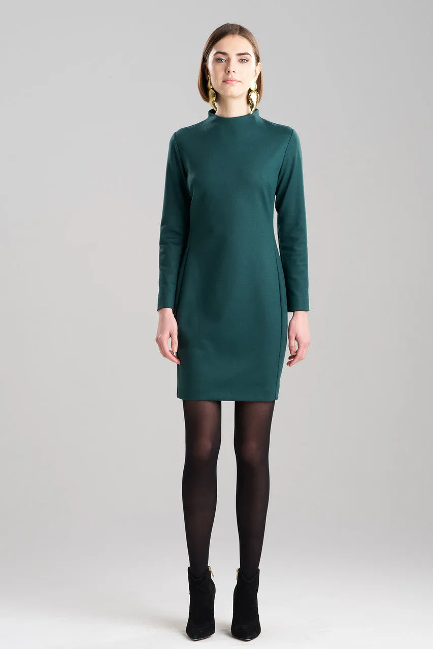 Double Jersey Mock Neck Sheath Dress