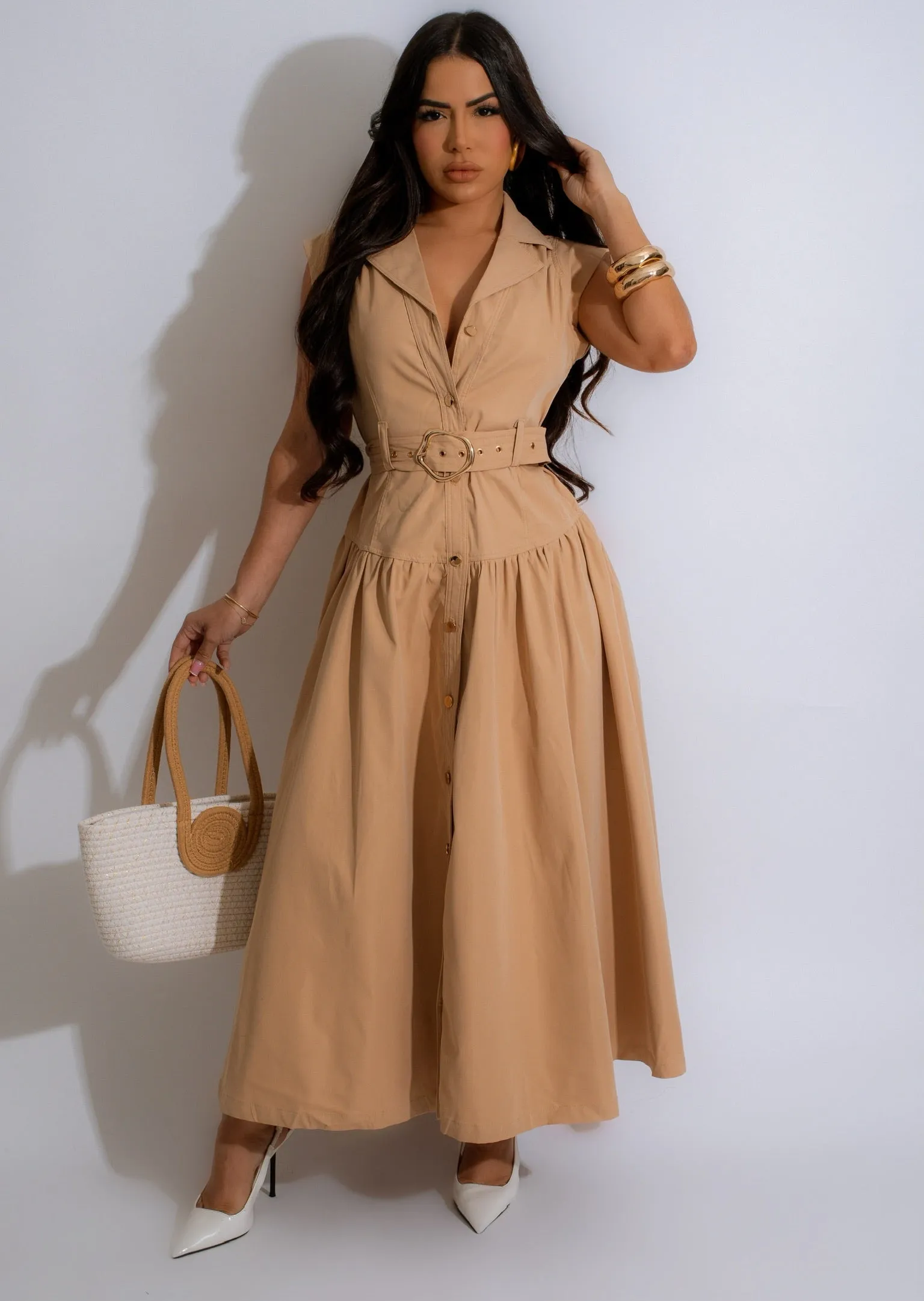 Falling For You Midi Dress Nude