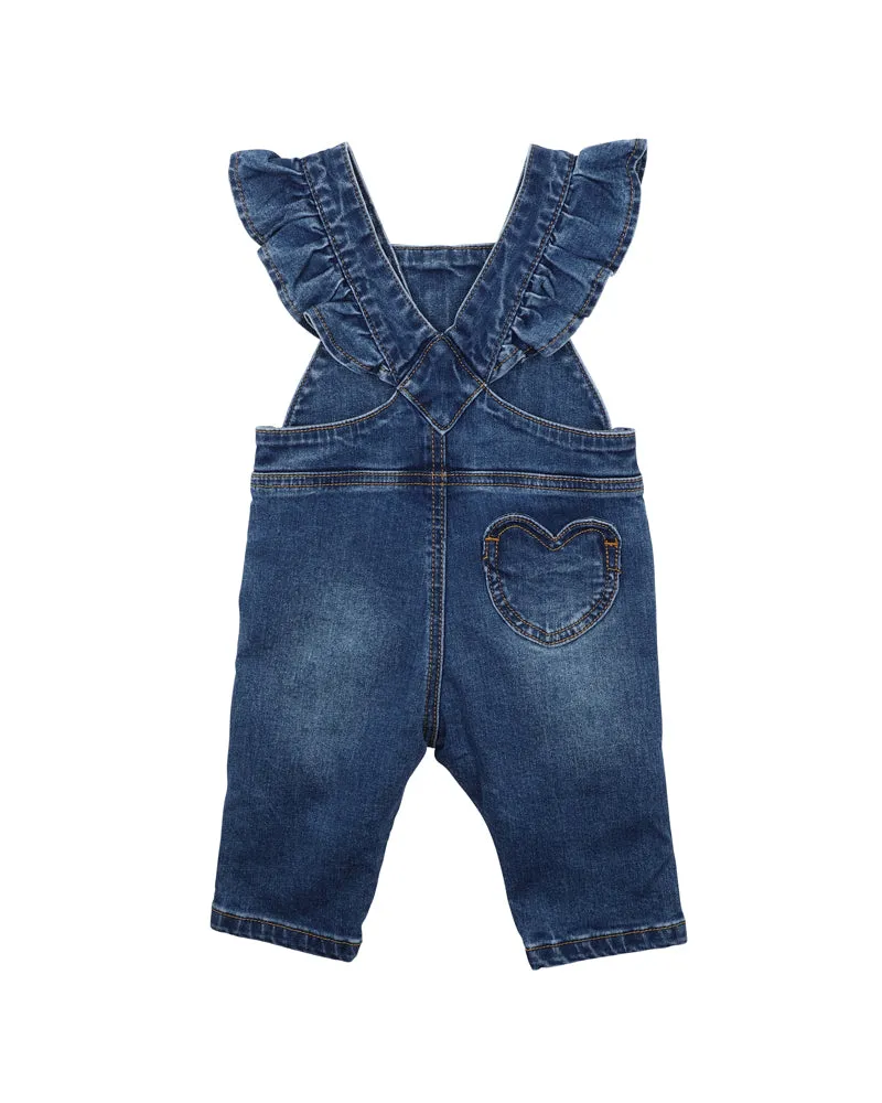 FOX & FINCH GIRLS DENIM HEART OVERALLS