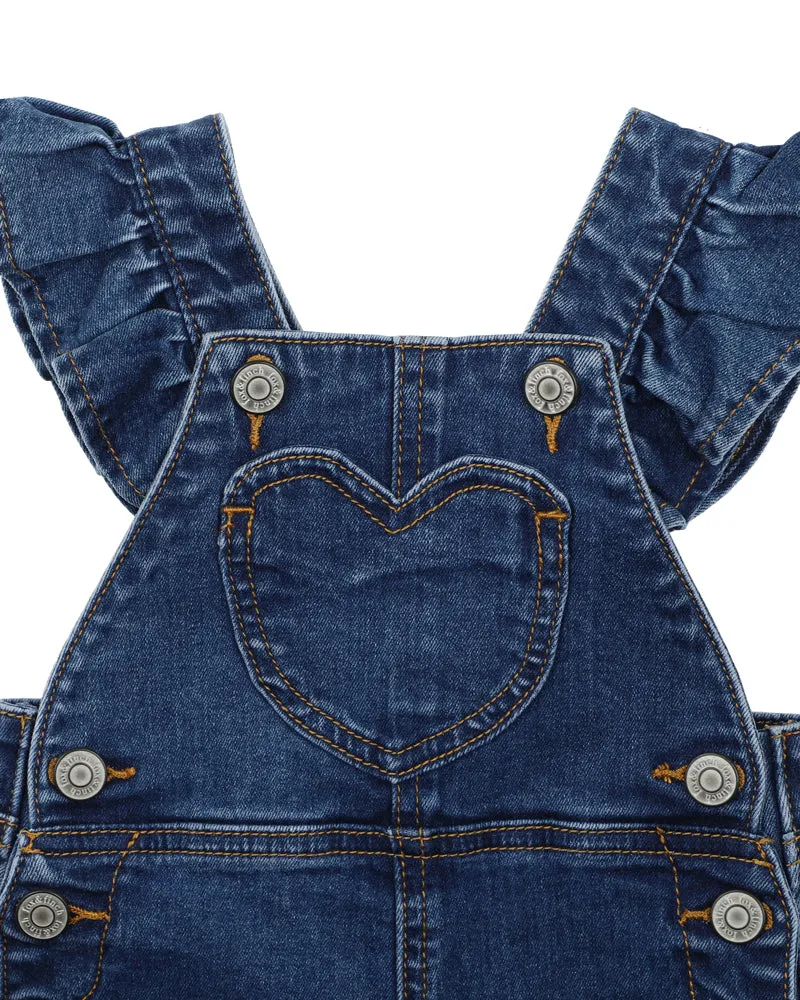 FOX & FINCH GIRLS DENIM HEART OVERALLS