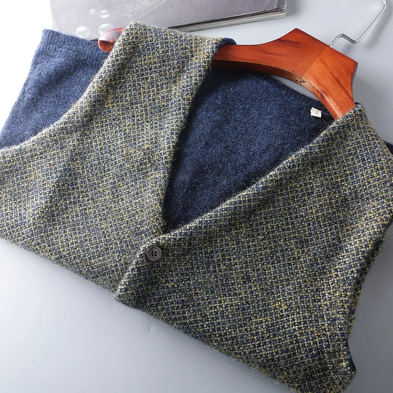 Heavy goods Italian order! Mohair   wool autumn and winter men's knitted cardigan sweater vest