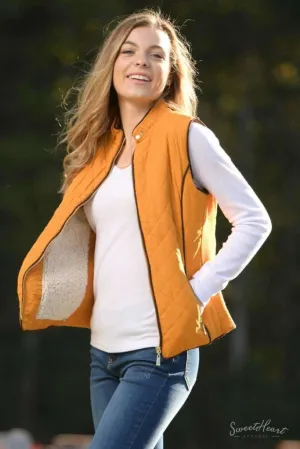 Hold Me Tight - Quilted Vest in Dark Mustard