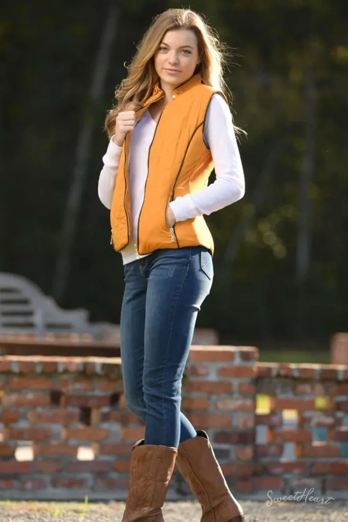 Hold Me Tight - Quilted Vest in Dark Mustard