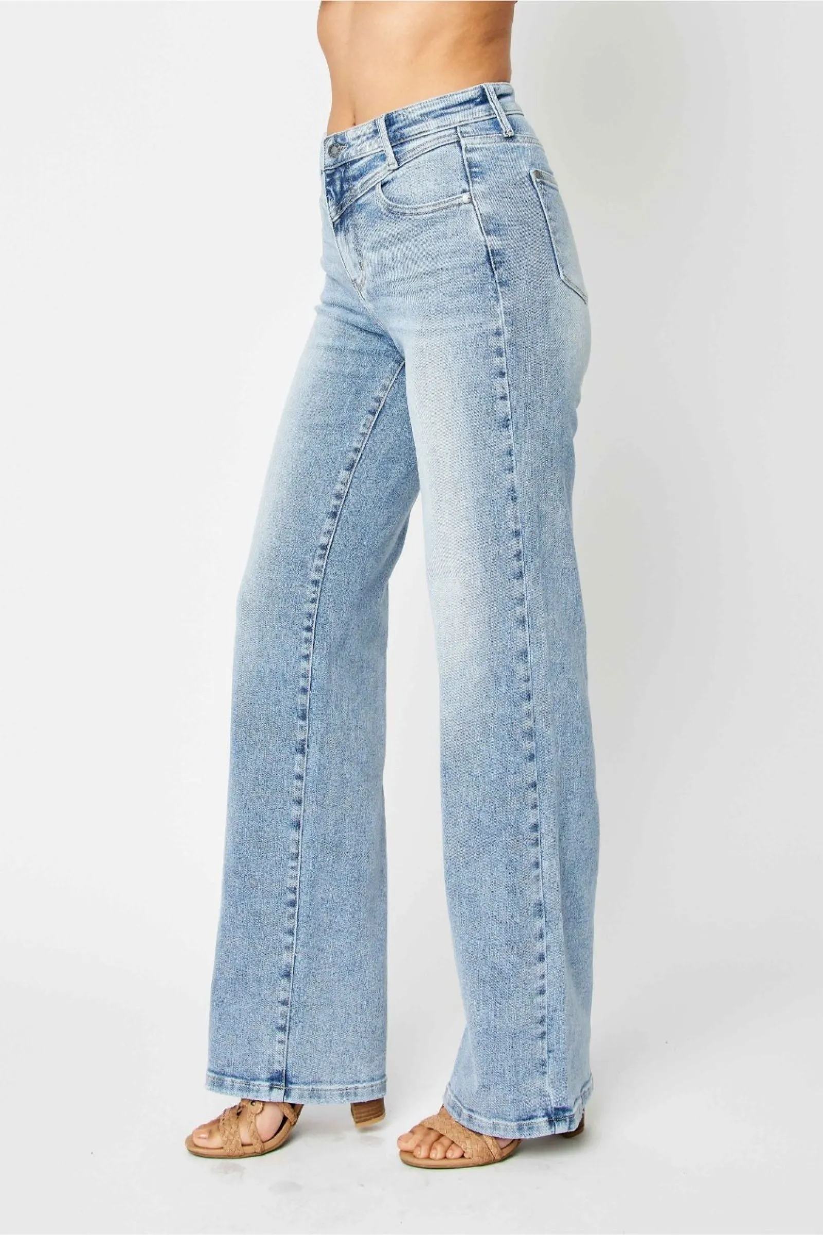 Judy Blue High Waist Front Yoke Retro Wide Leg Jeans