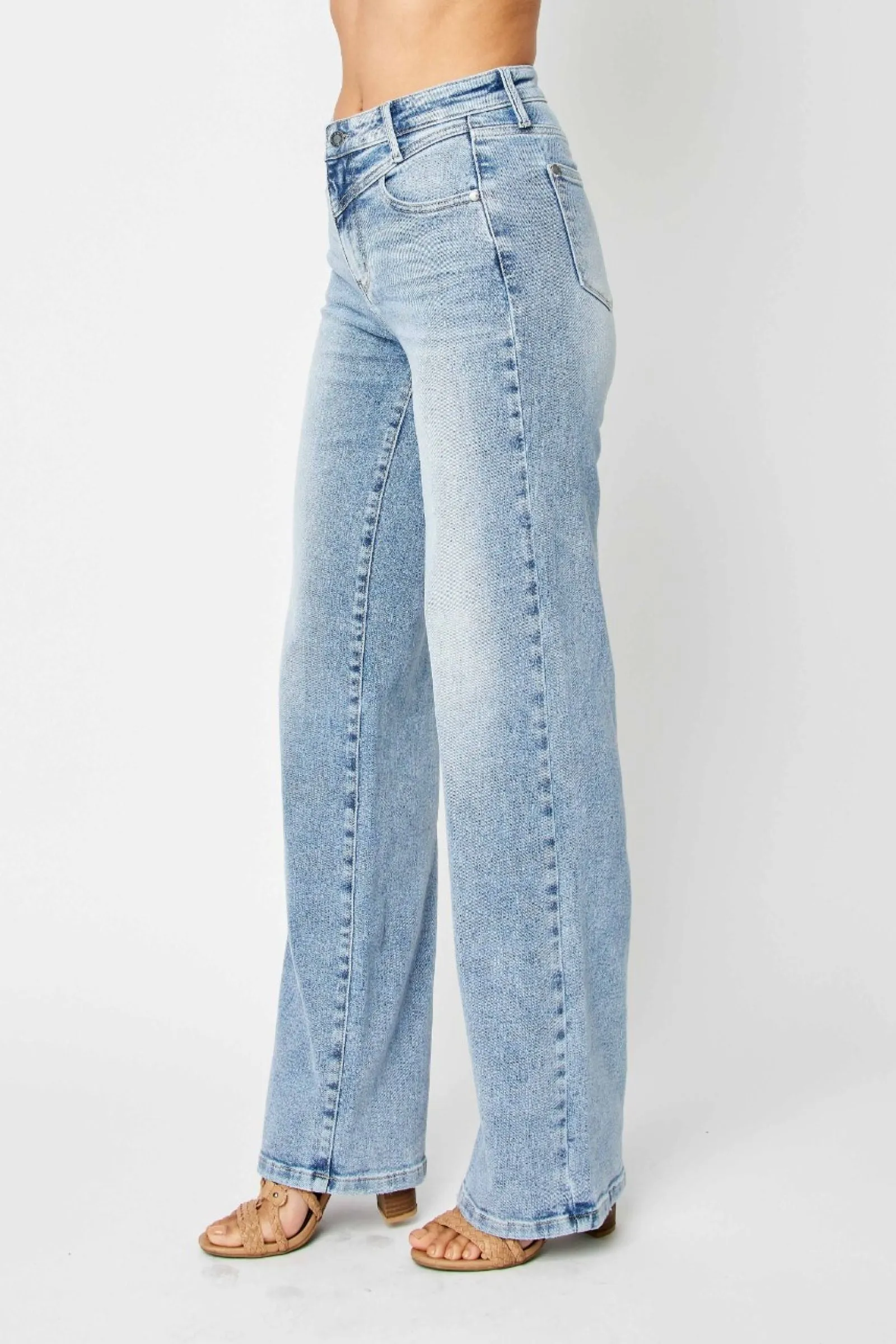 Judy Blue High Waist Front Yoke Retro Wide Leg Jeans