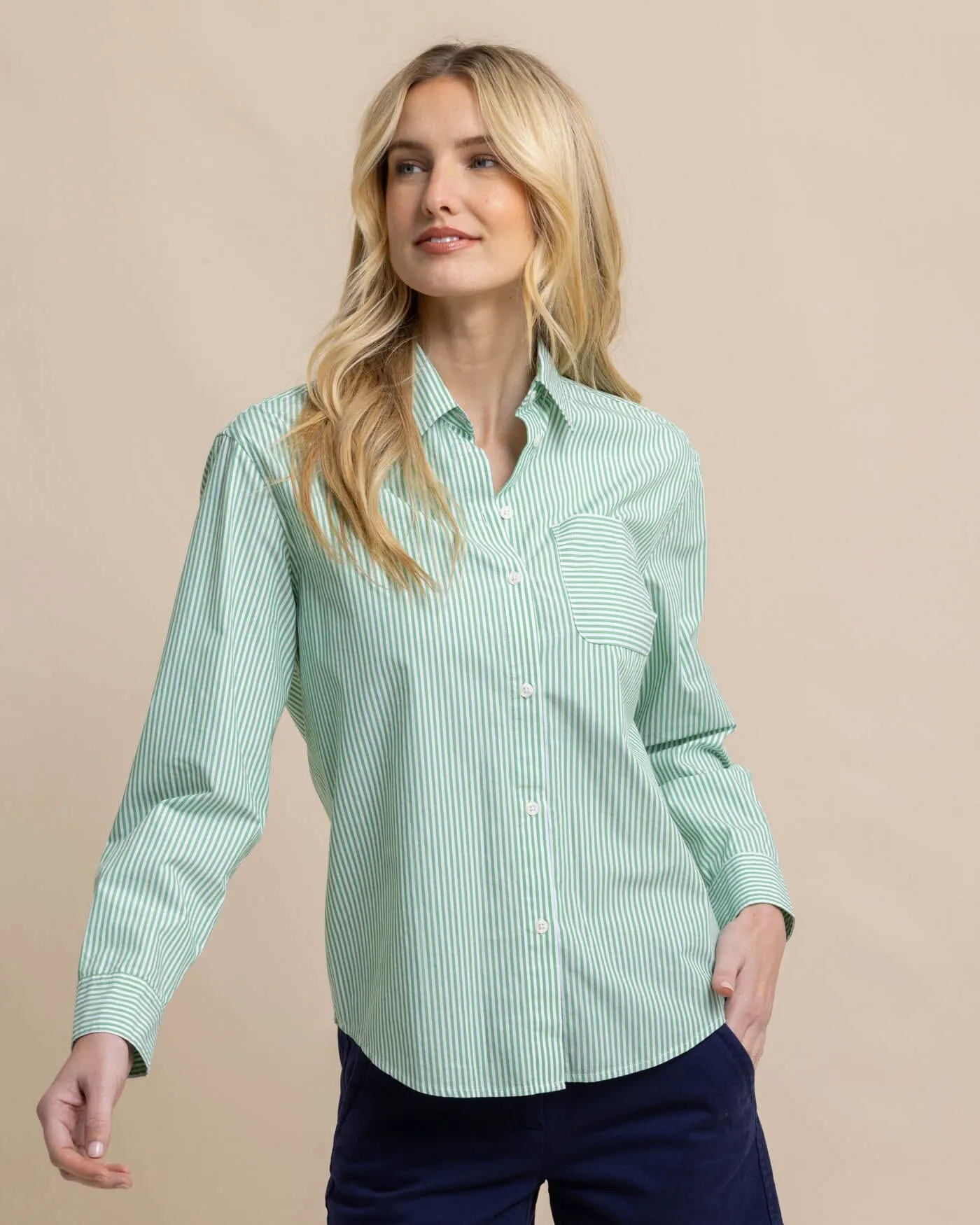 Katherine Stripe Shirt - Lawn Green