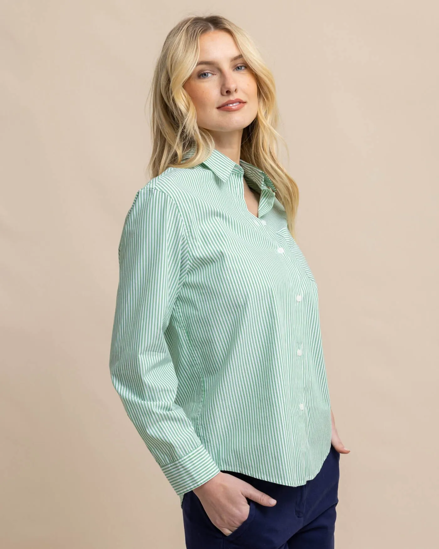 Katherine Stripe Shirt - Lawn Green