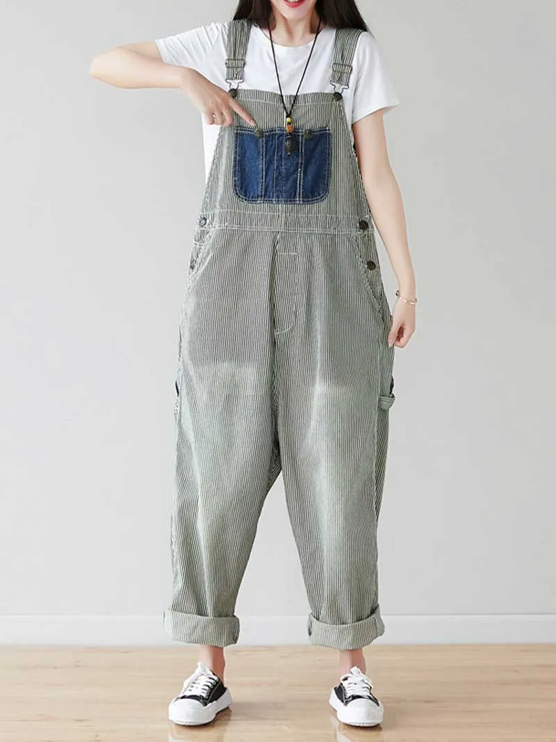 Keep Your Eyes Patch Denim Overall Dungarees