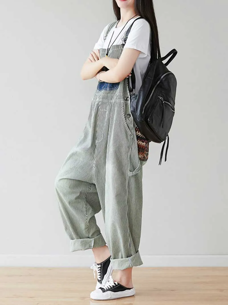 Keep Your Eyes Patch Denim Overall Dungarees