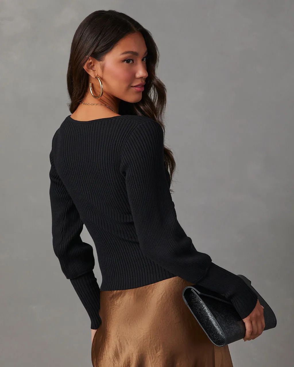 Keller Balloon Sleeve Ribbed Sweater