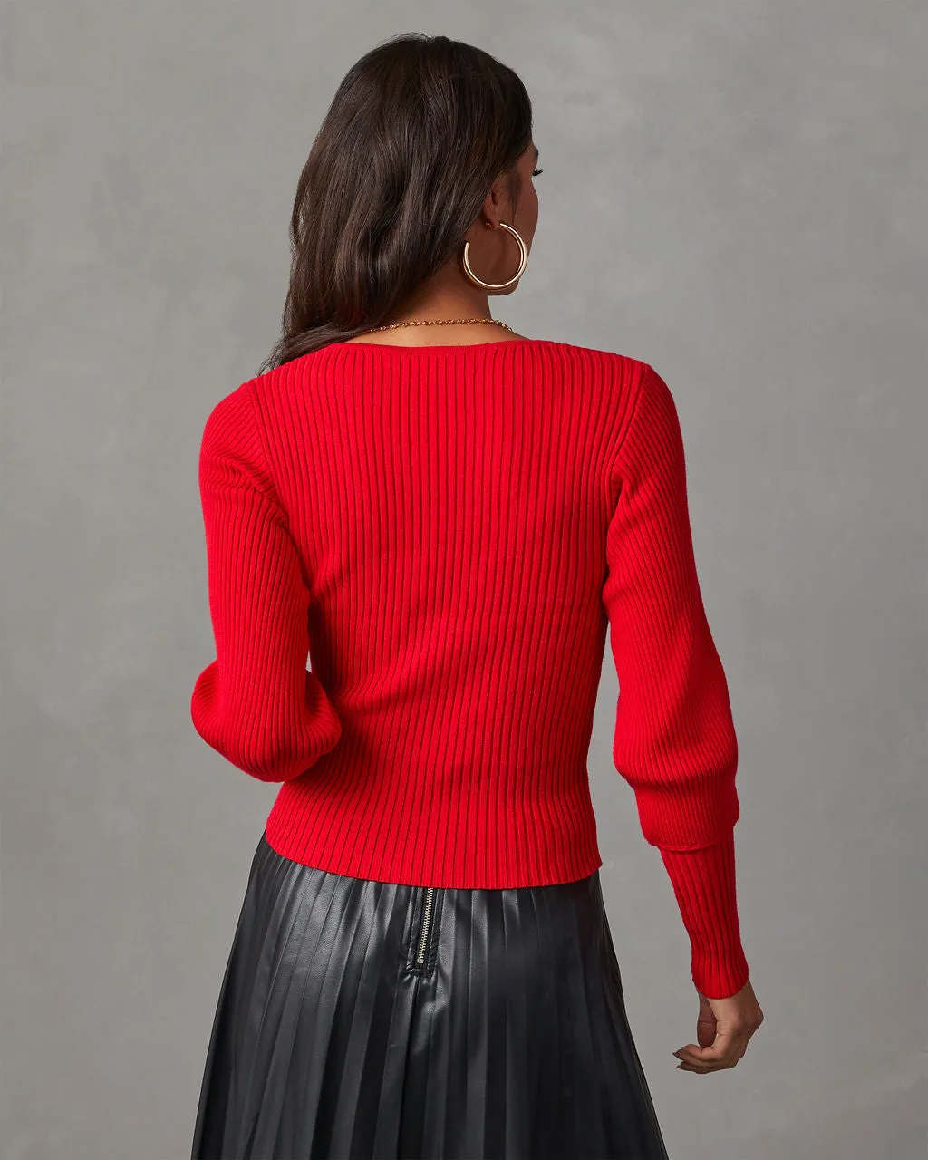 Keller Balloon Sleeve Ribbed Sweater