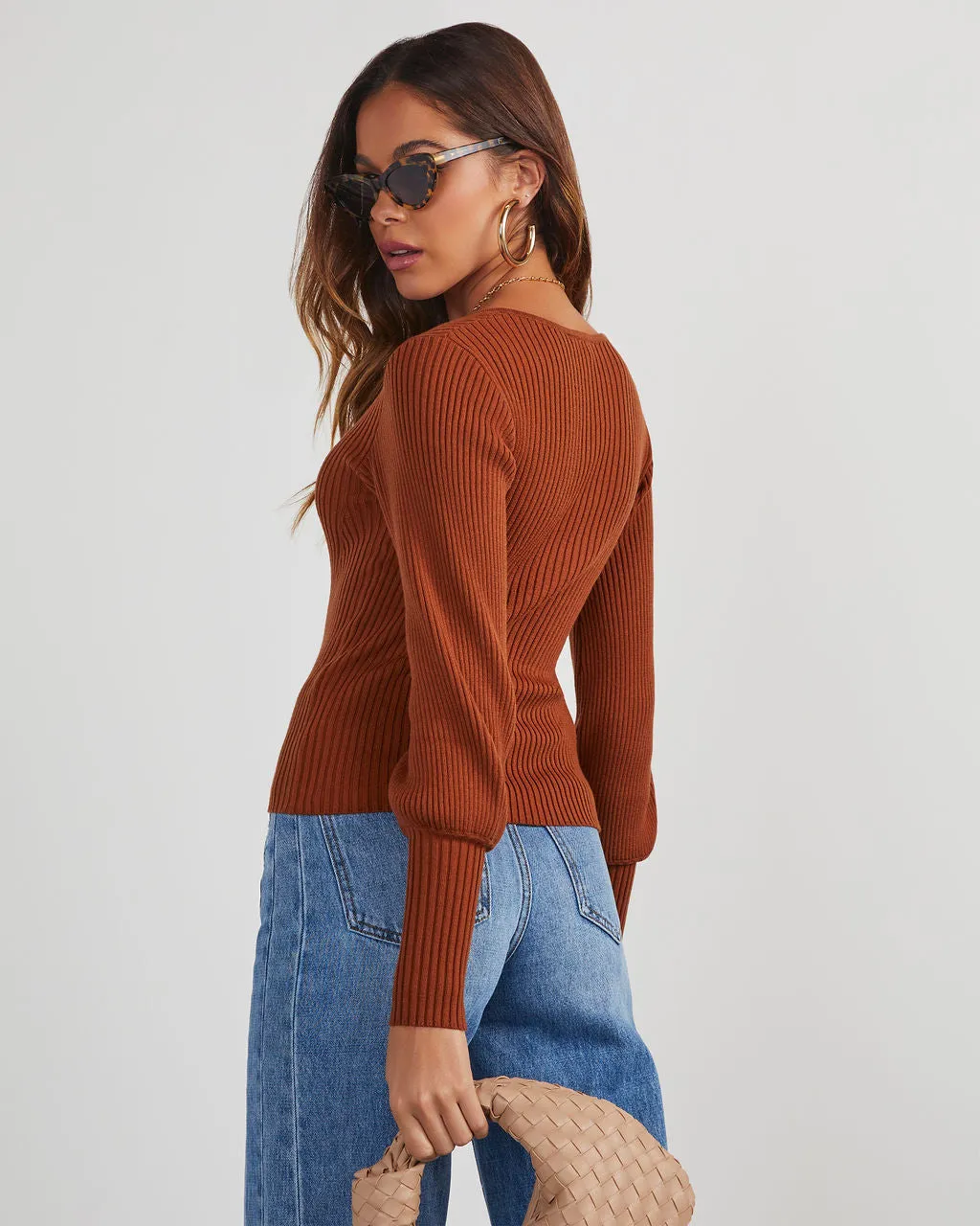 Keller Balloon Sleeve Ribbed Sweater