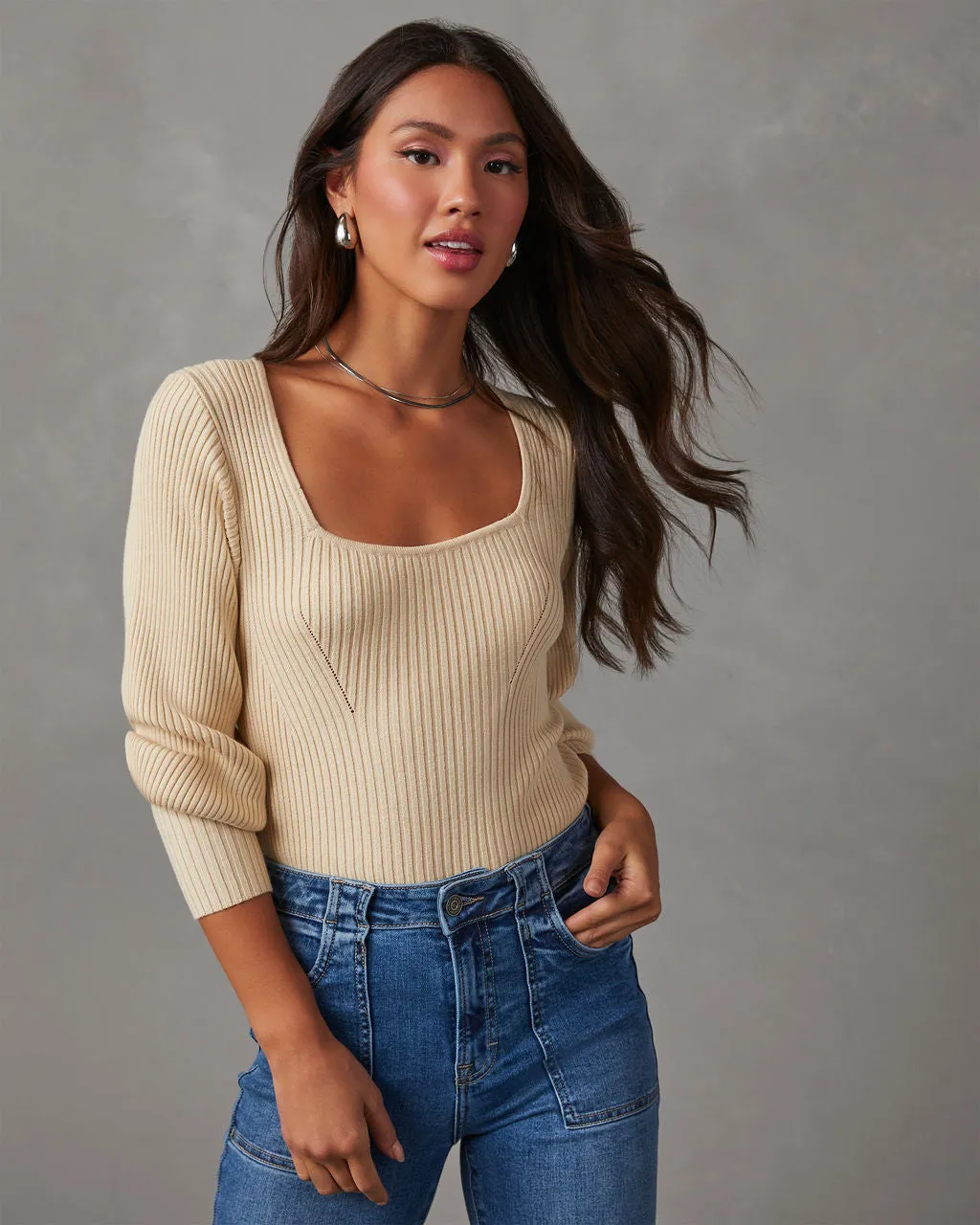 Keller Balloon Sleeve Ribbed Sweater