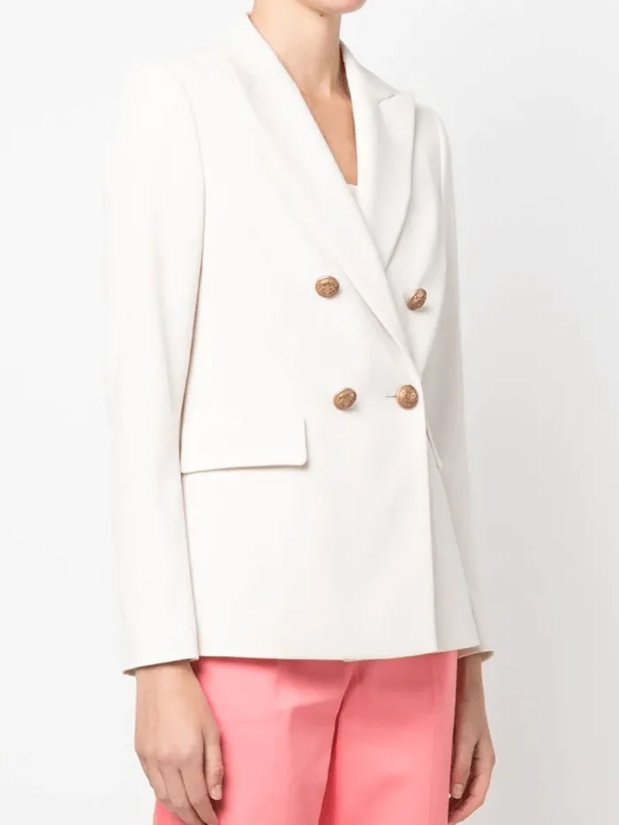 Luisa Cerano Chalk Double Breasted Blazer 478280 3453 0701