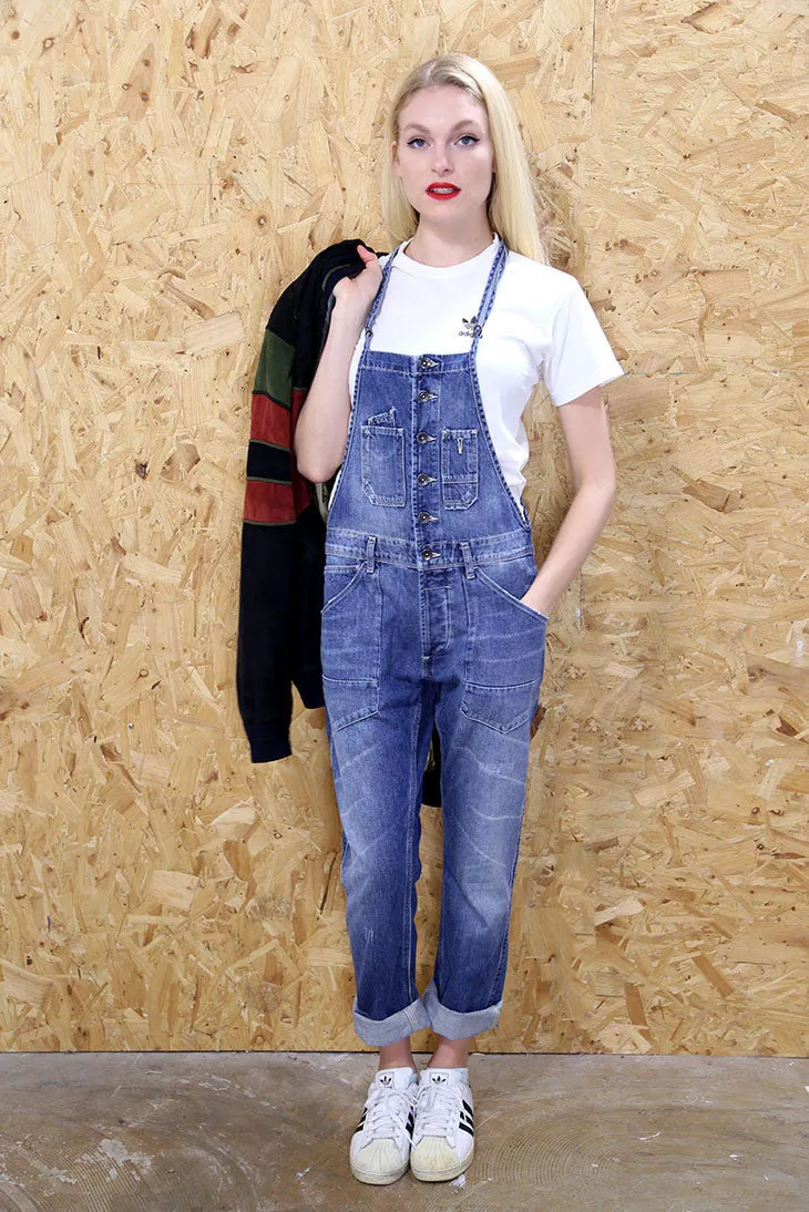 Mid Blue Long Denim Dungarees