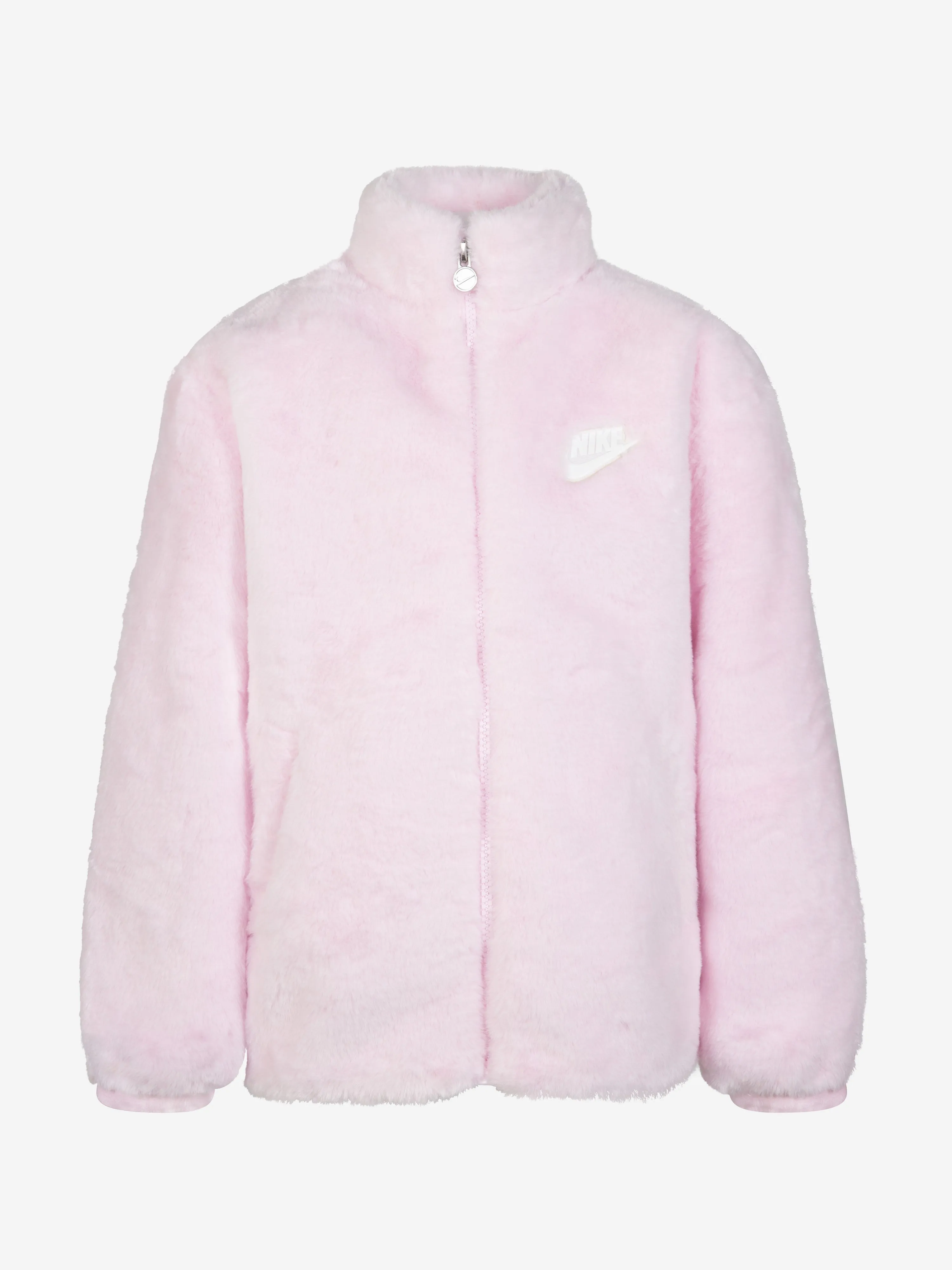 Nike Girls Faux Fur Jacket in Pink