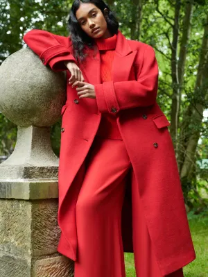 Oversized Red Wool Blend Coat