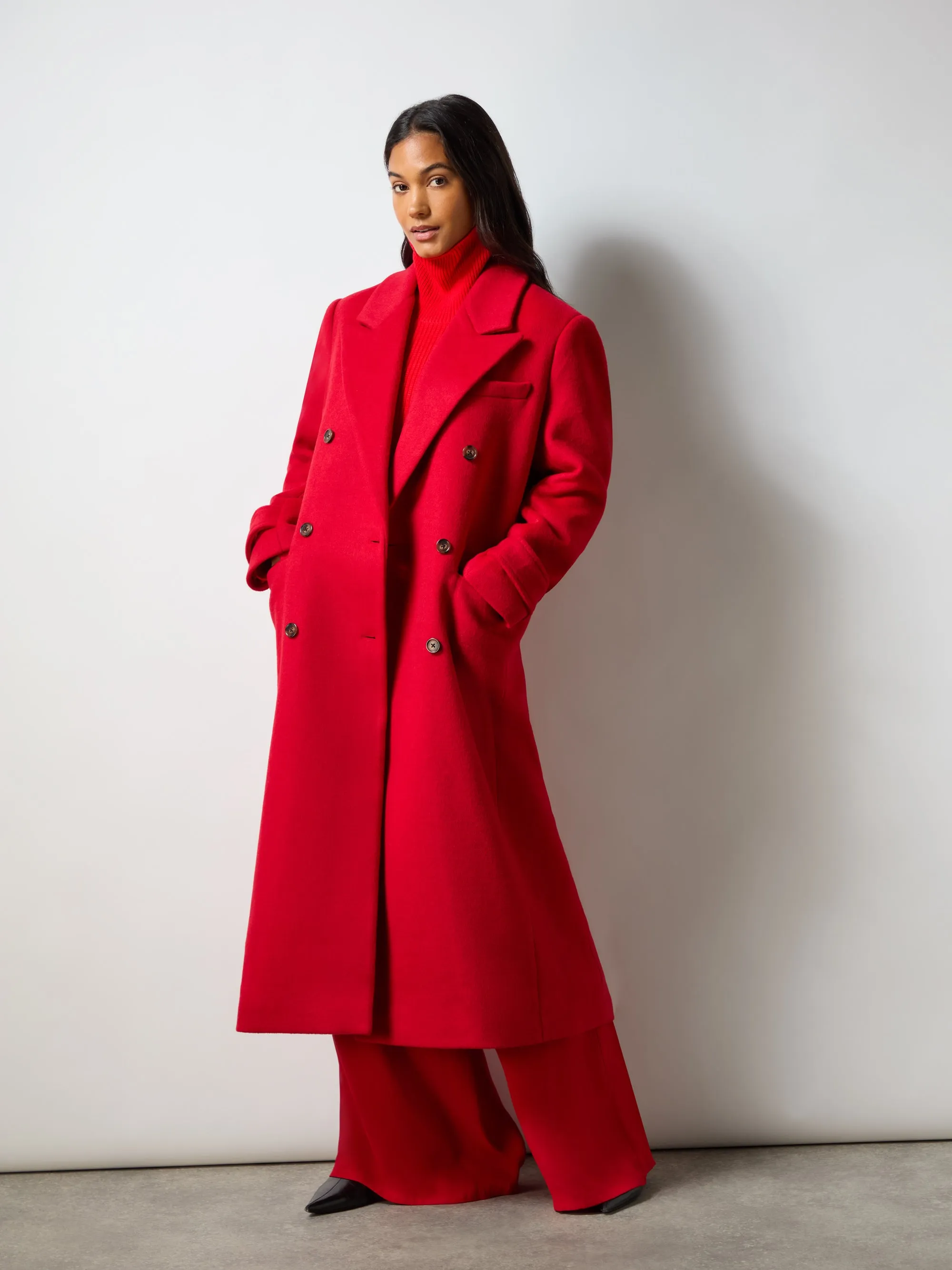 Oversized Red Wool Blend Coat