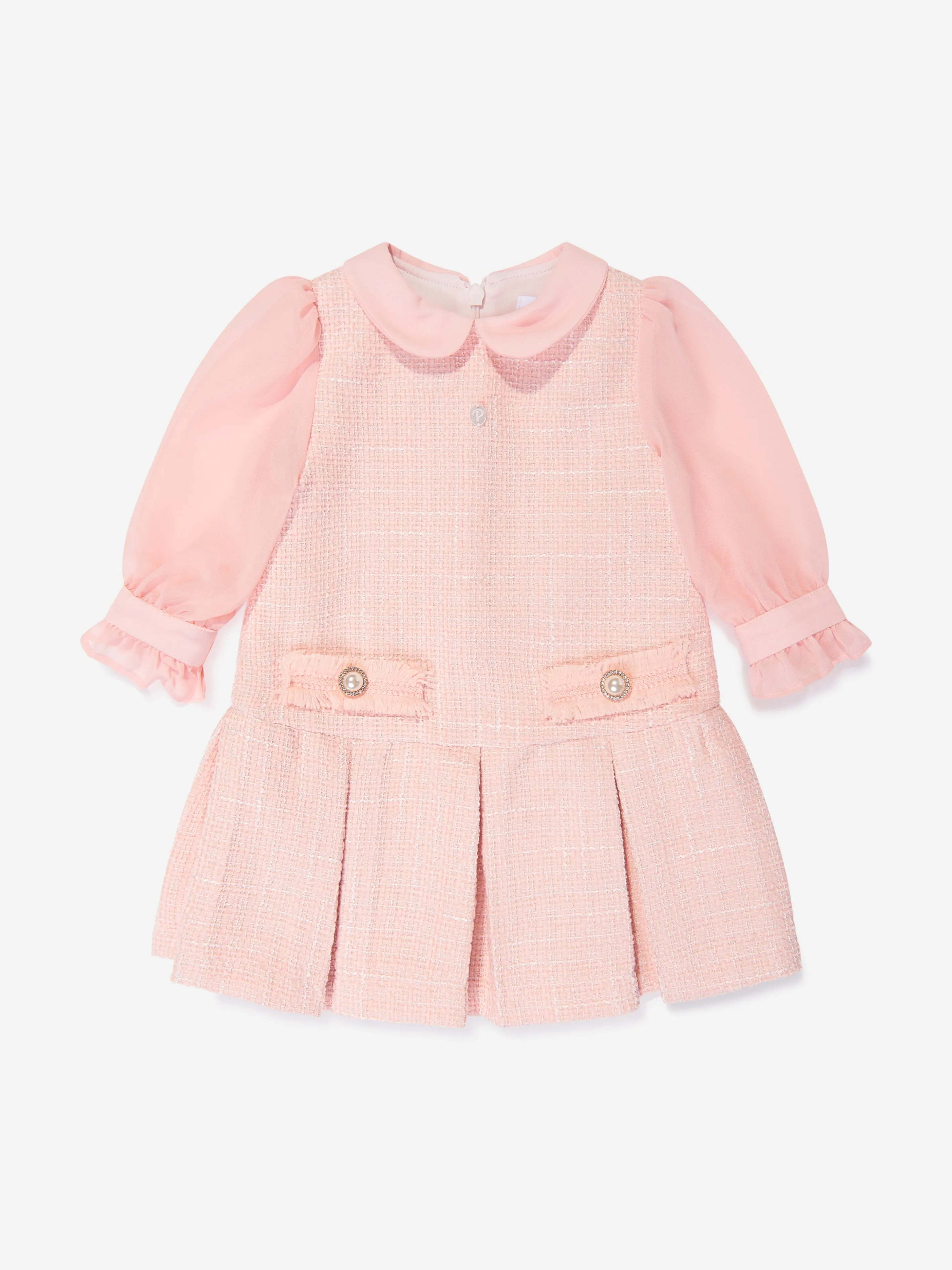 Patachou Baby Girls Tweed Dress in Pink