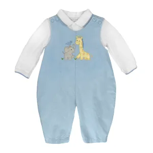 Petit Ami Giraffe Corduroy Overalls w/ shirt