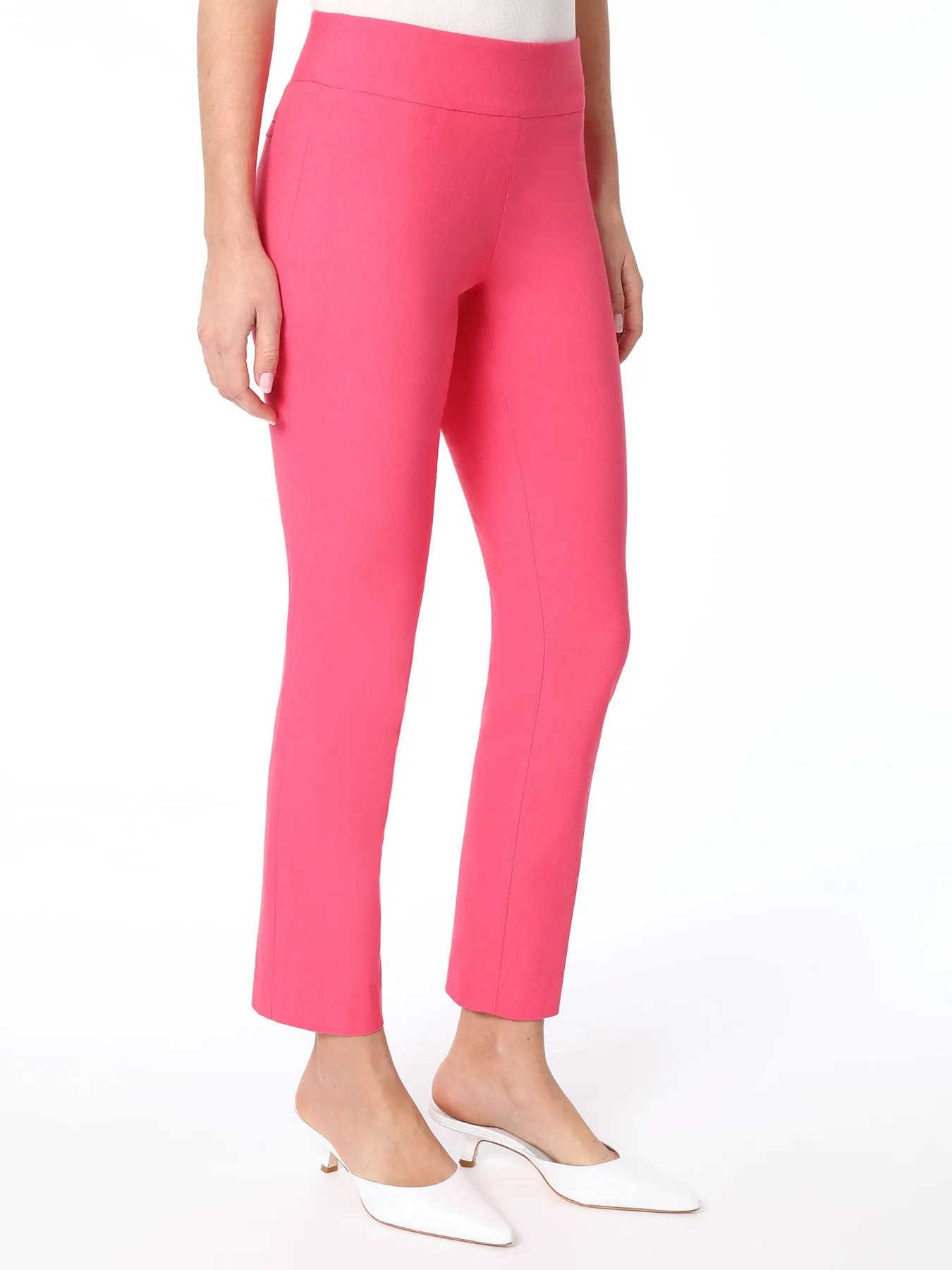 Plus Size Solid Stretch Pull-on Straight Leg Pant