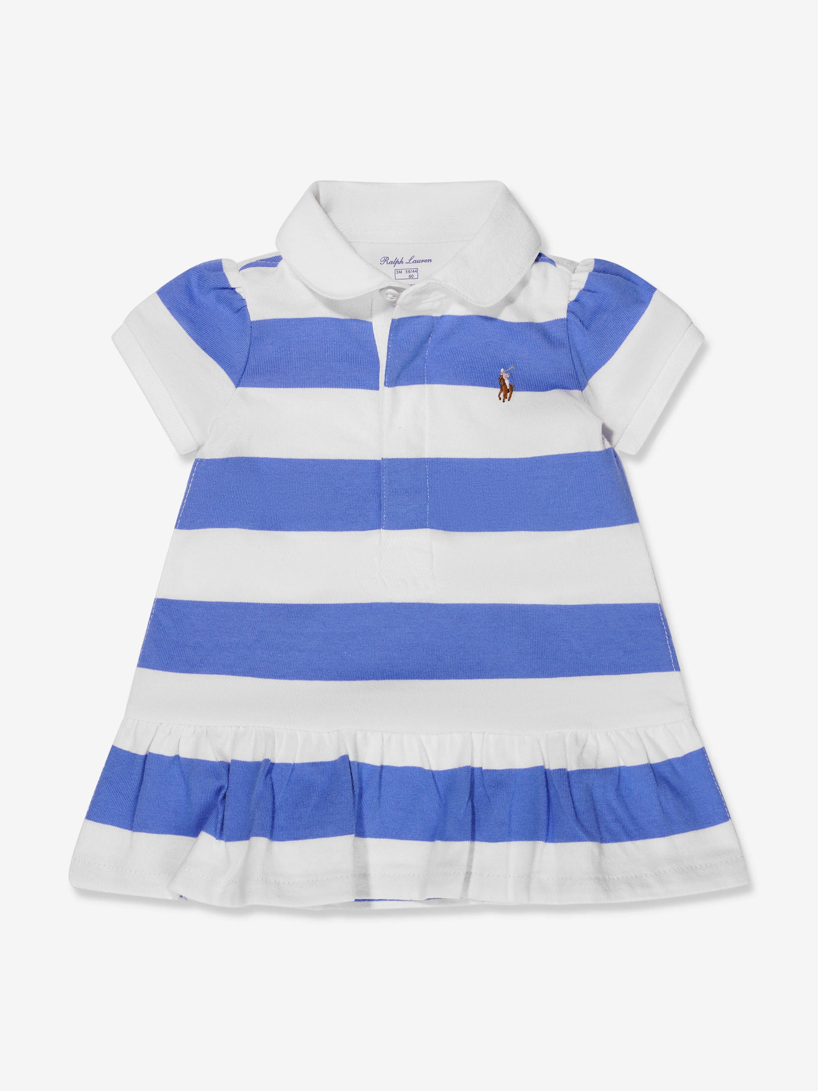 Ralph Lauren Baby Girls Cotton Rugby Stripe Dress With Knickers