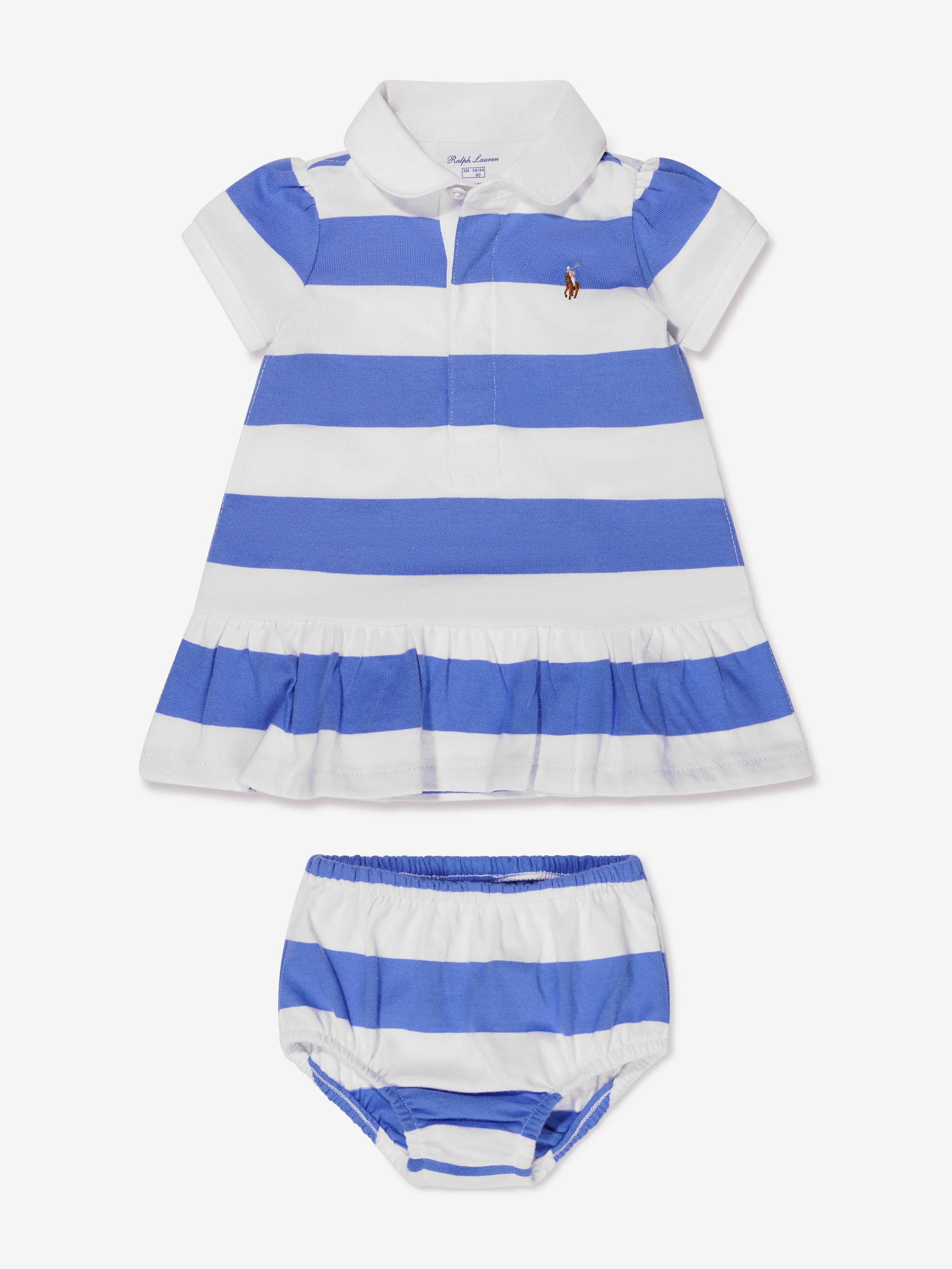 Ralph Lauren Baby Girls Cotton Rugby Stripe Dress With Knickers