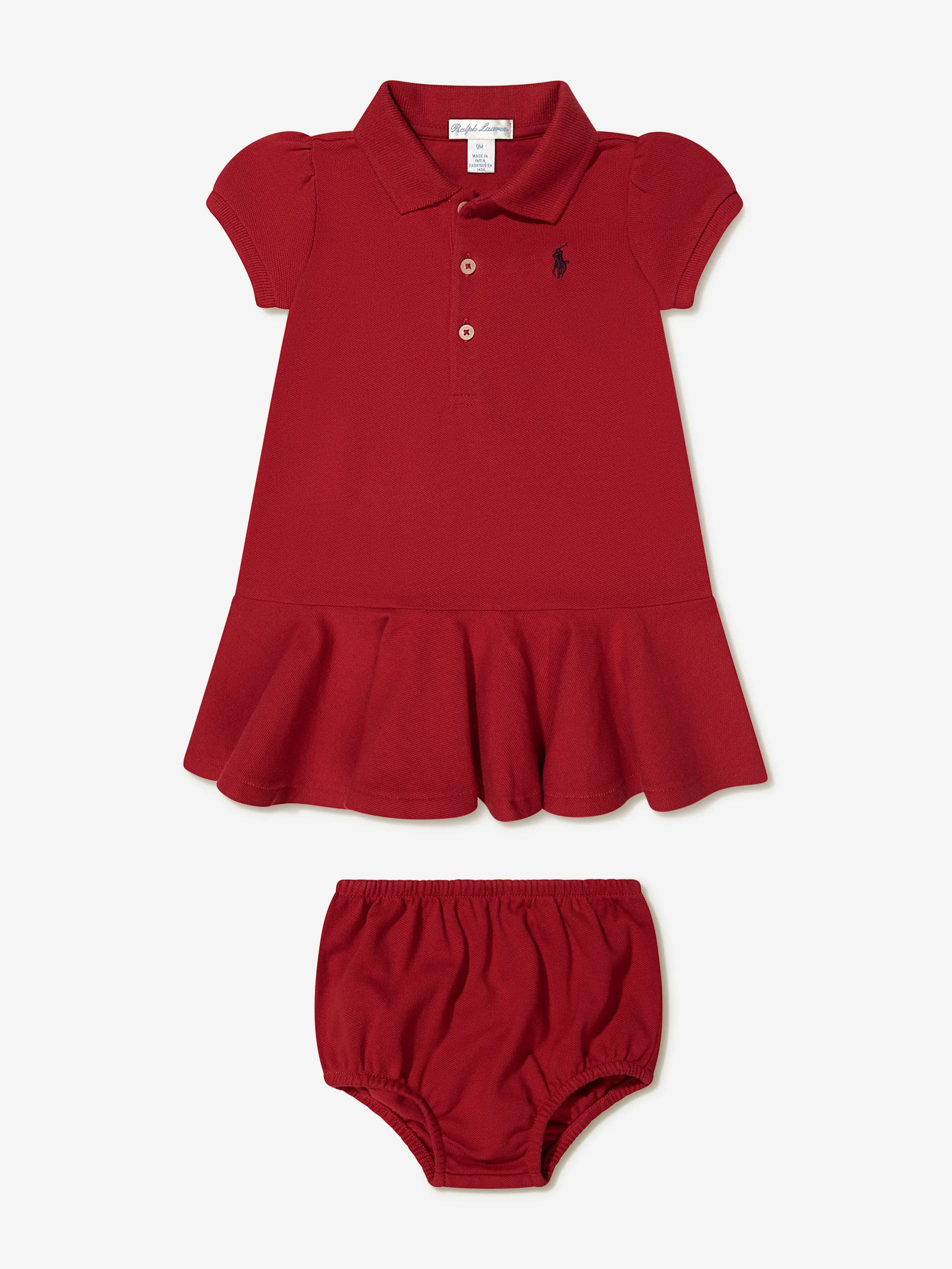 Ralph Lauren Baby Girls Polo Dress in Red