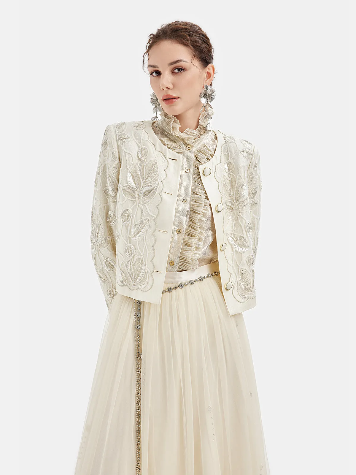 Relief Embroidered Court Jewel Jacket