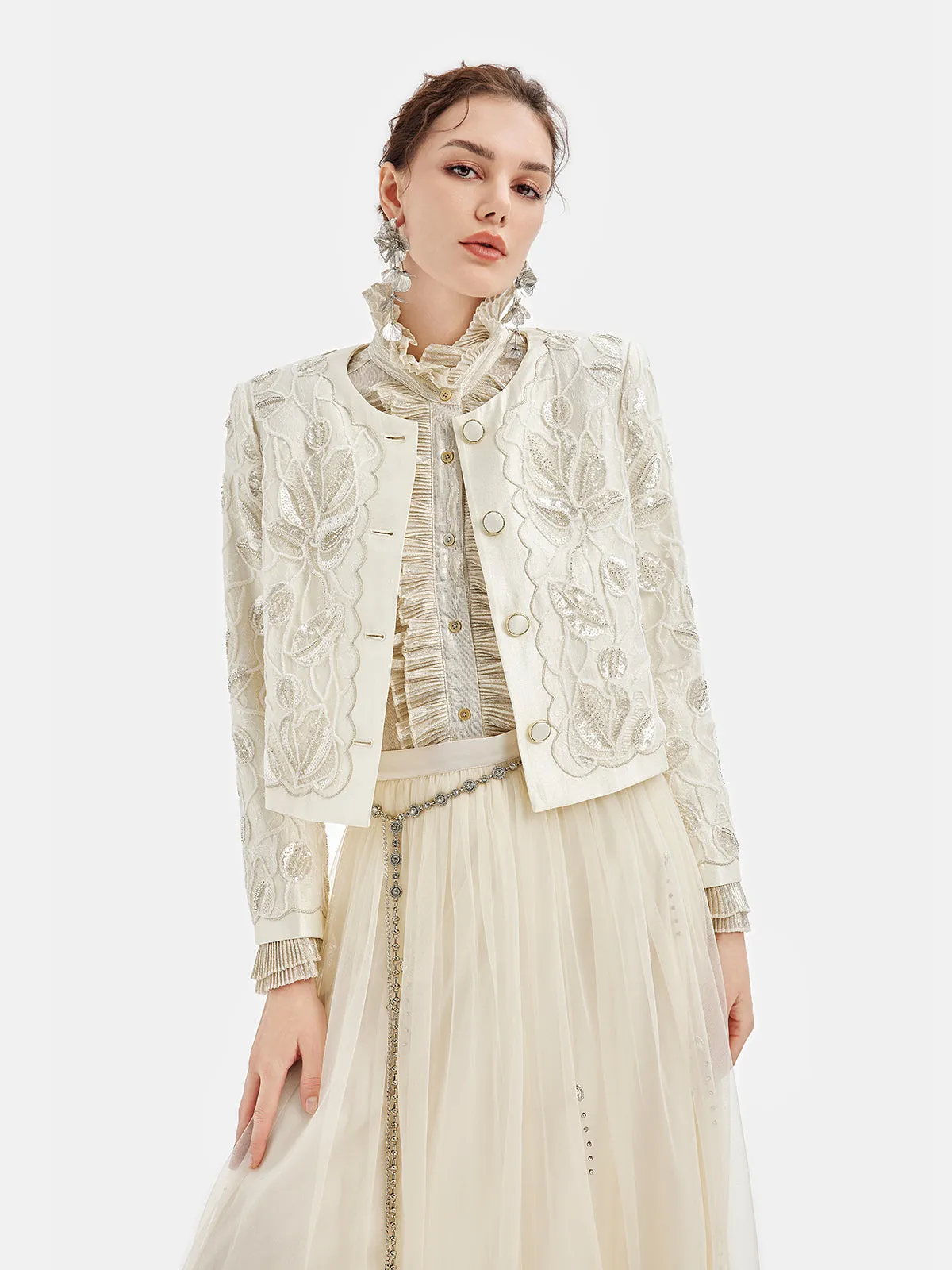 Relief Embroidered Court Jewel Jacket