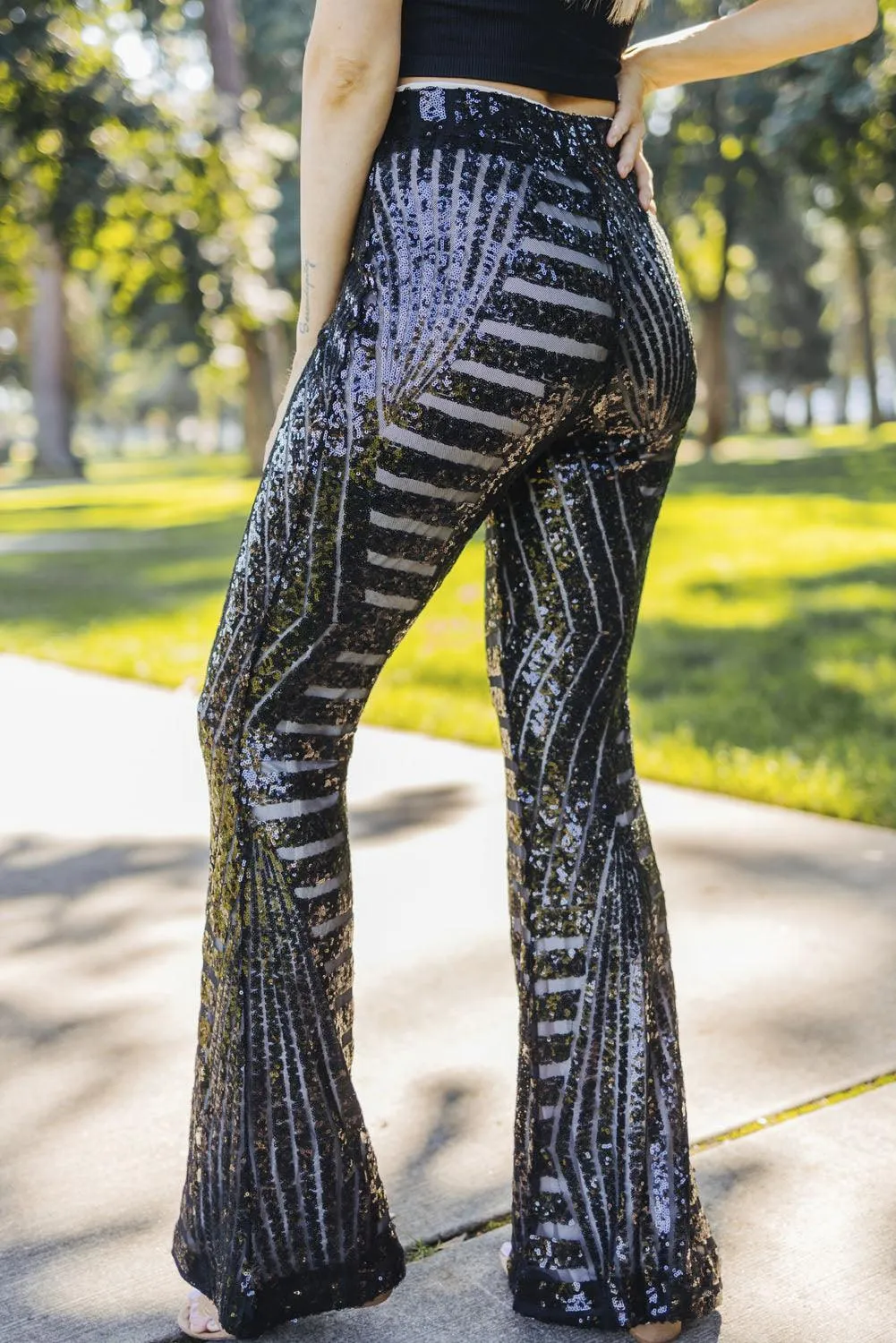 Sparkly Sequin Wide Leg Pants