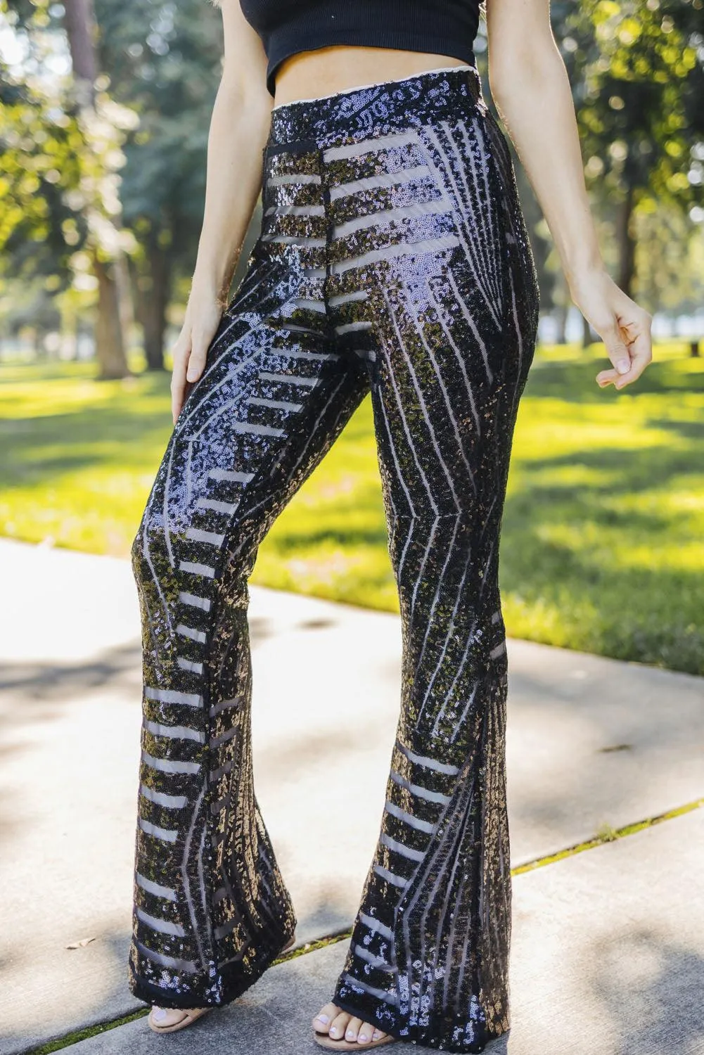 Sparkly Sequin Wide Leg Pants