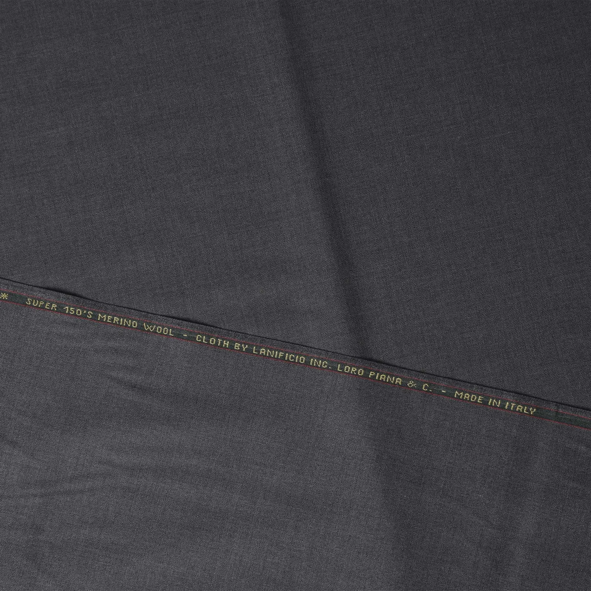 Steel Grey LOROPIANA Super 150's All Wool Suiting Fabric - 3.5 Meters, 150 cm Width, Made in Italy-D21260