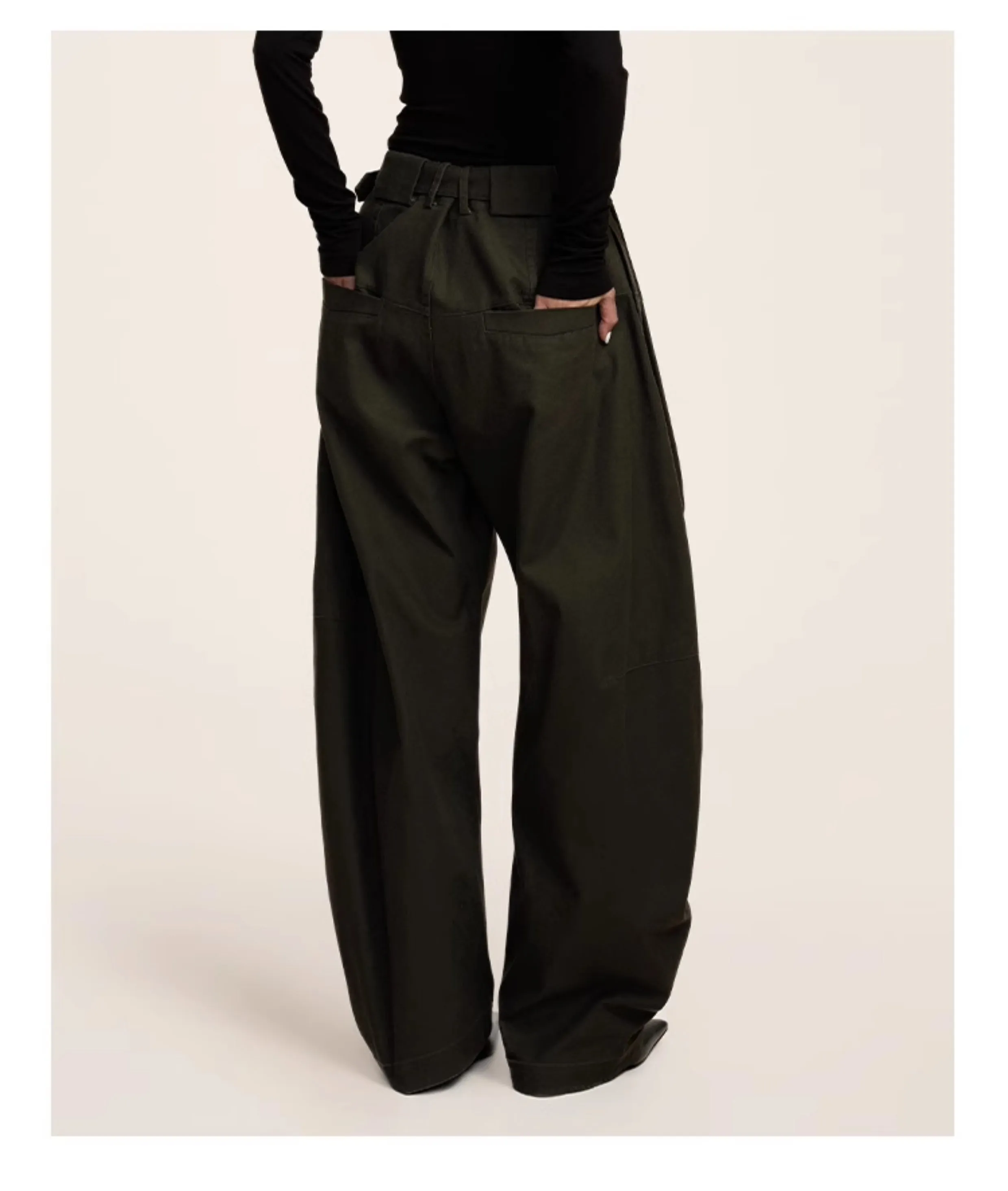 Three-dimensional scimitar silhouette casual pants