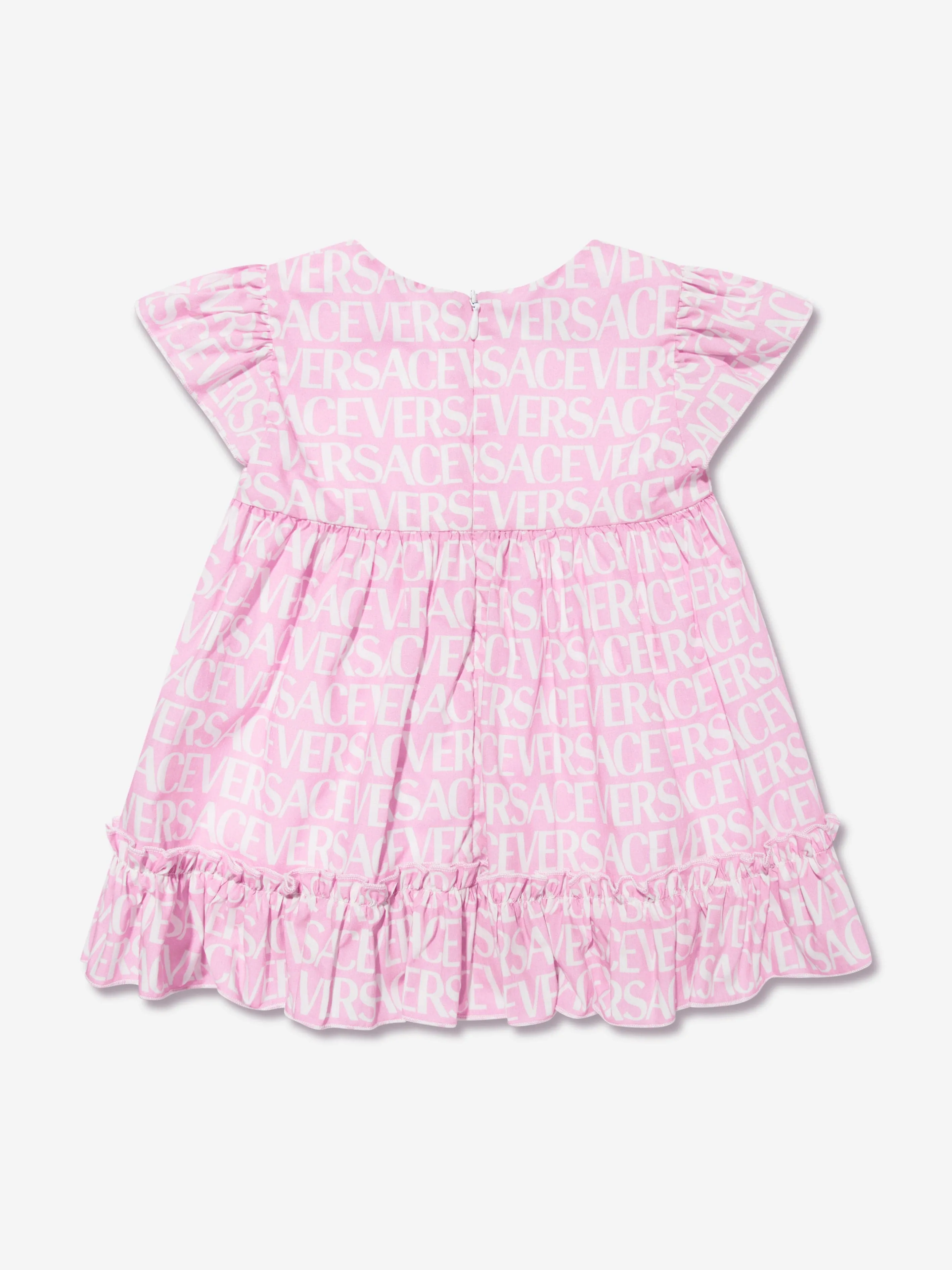 Versace Baby Girls Logo Dress With Knickers in Pink