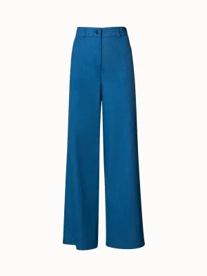 Washed Denim Wide Leg Pants