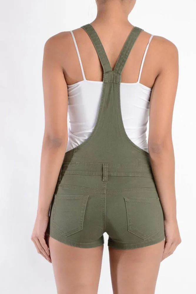 Women's Ripped Short Overalls